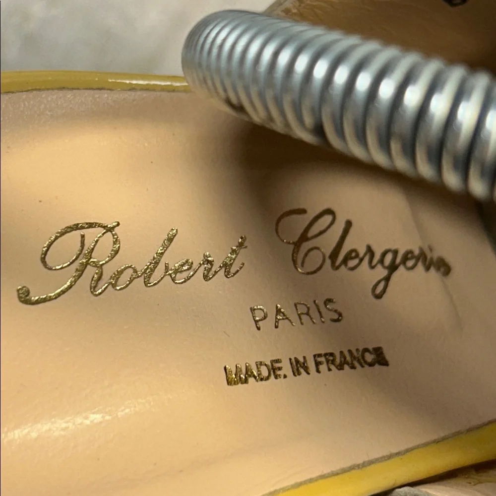 Robert Clergerie made in France leather slide in wedges with embellishments